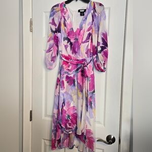 DKNY High Low Dress - Purple and Pink Floral
